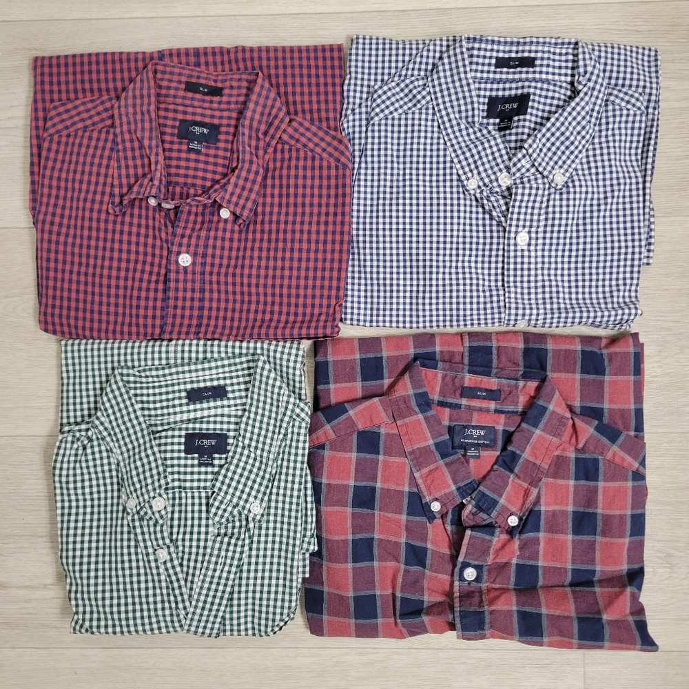 Four (4) J.Crew Medium Slim Fit Button Down Shirts